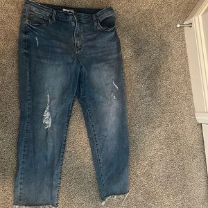 Distressed petite length Caroline high rise sts blue